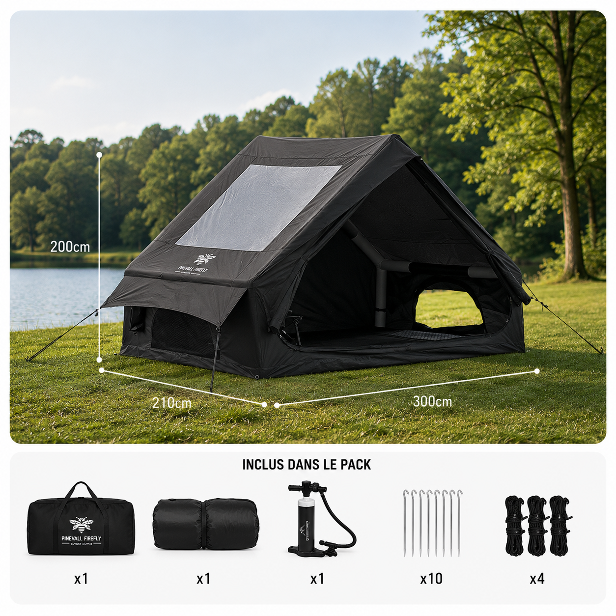 Tente Gonflable de Camping Familiale 5 à 8 Places – Tente Étanche avec Fenêtre Panoramique