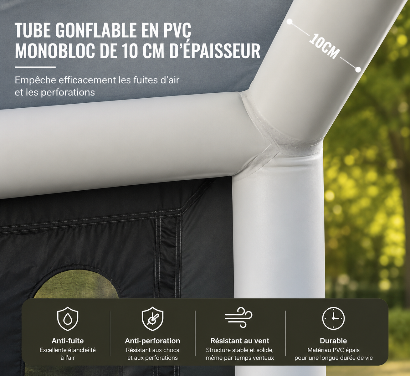 Tente Gonflable de Camping Familiale 5 à 8 Places – Tente Étanche avec Fenêtre Panoramique
