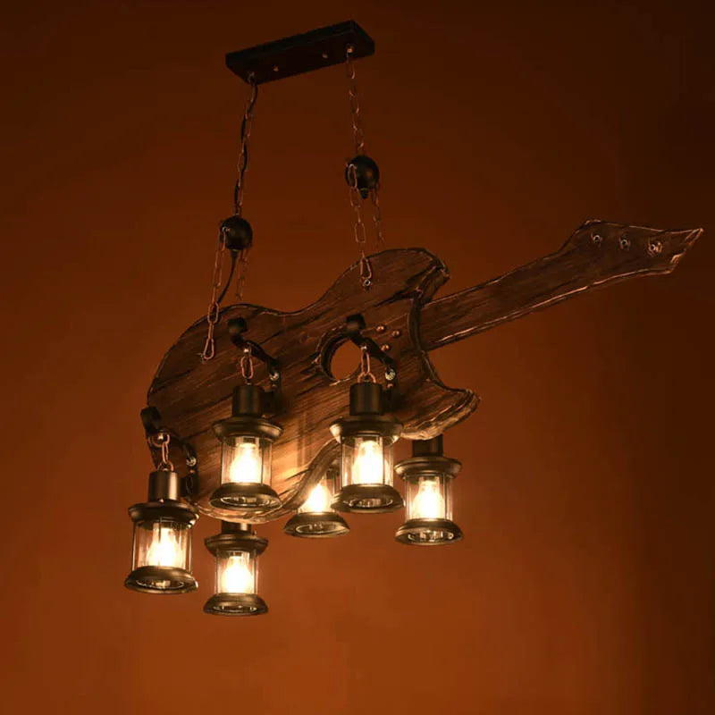 Luminaire Retro Guitare en bois