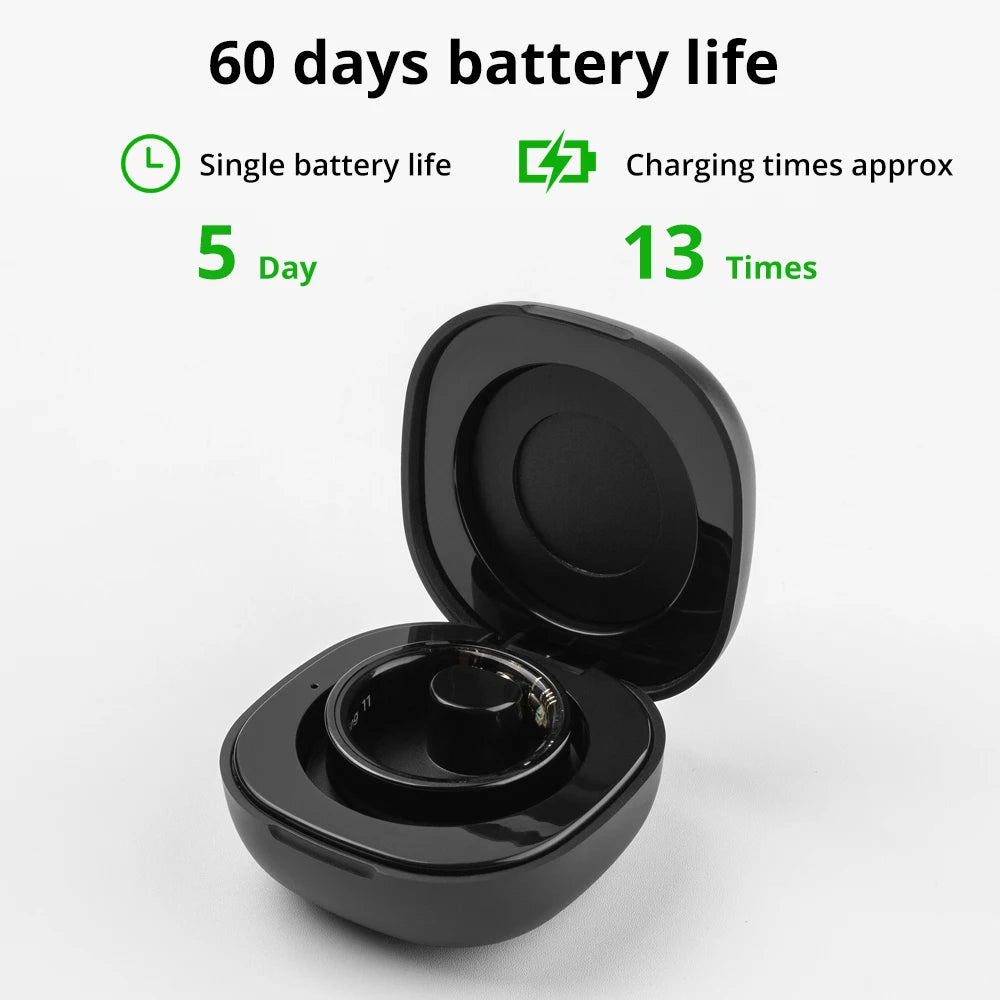 Bague intelligente Smart Ring Men Women with Charging Case, Health and Sleep Monitor, Skin Temperature Monitor, 60 days battery life
