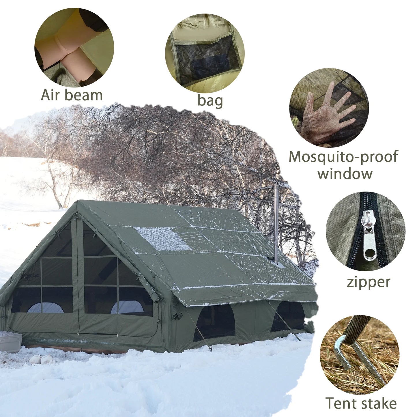 Tente Gonflable Familiale 4 à 8 Places – Abri de Camping Étanche 4 Saisons