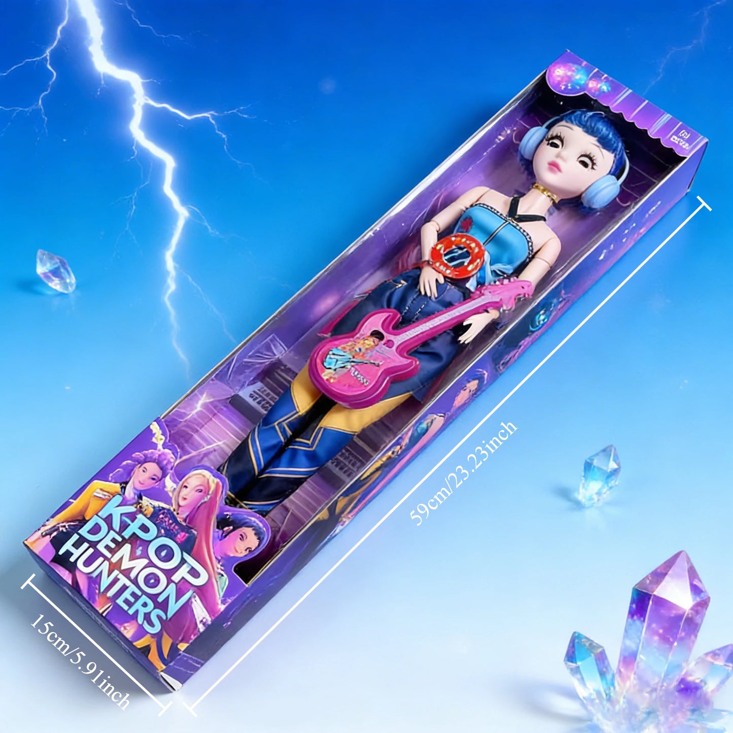Poupée musicale Pop Demon géante 60 cm – Yeux mobiles et guitare