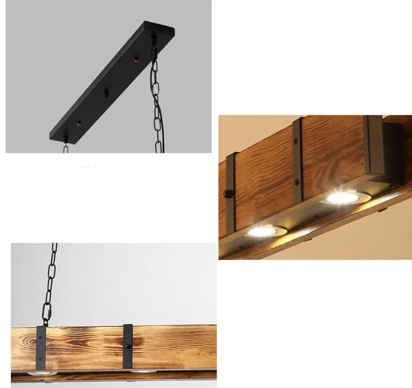 Luminaire LED Vintage American en bois