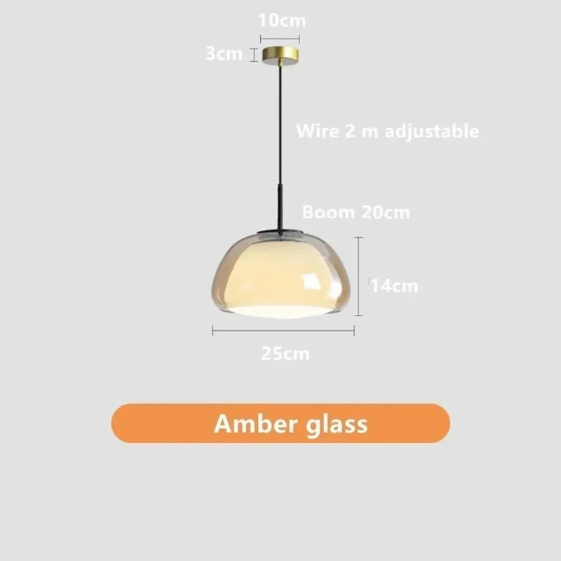 Suspension Verre Ambré Design Nordique – Luminaire Cuisine Moderne Élégant