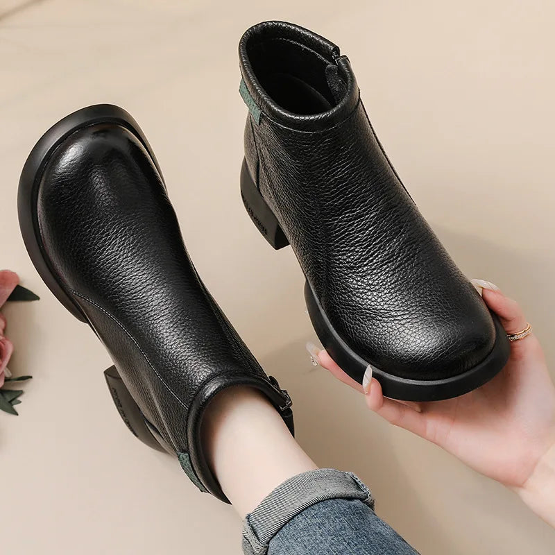 Bottines à Zip en Cuir Pleine Fleur – Femme - photo 4