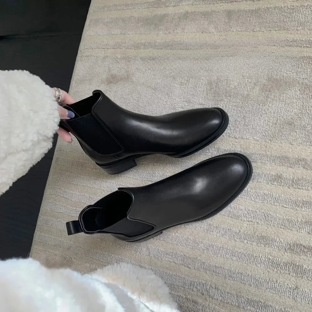 Bottines Chelsea en Cuir Véritable Doublées Peluche – Femme - photo 3