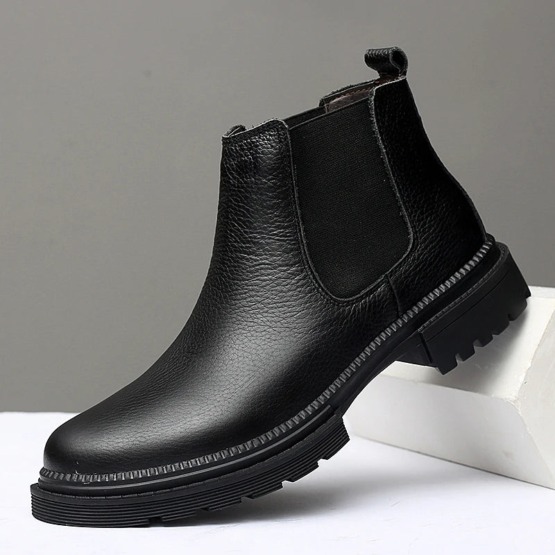 Bottines Chelsea Business Vintage en Cuir Véritable – Homme - photo 4