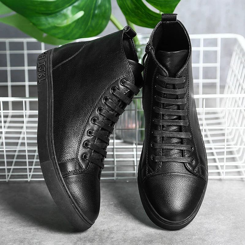 Bottines Montantes Style Sneaker en Cuir Véritable – Homme - photo 3