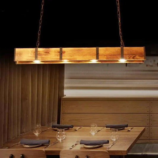 Luminaire LED Vintage American en bois