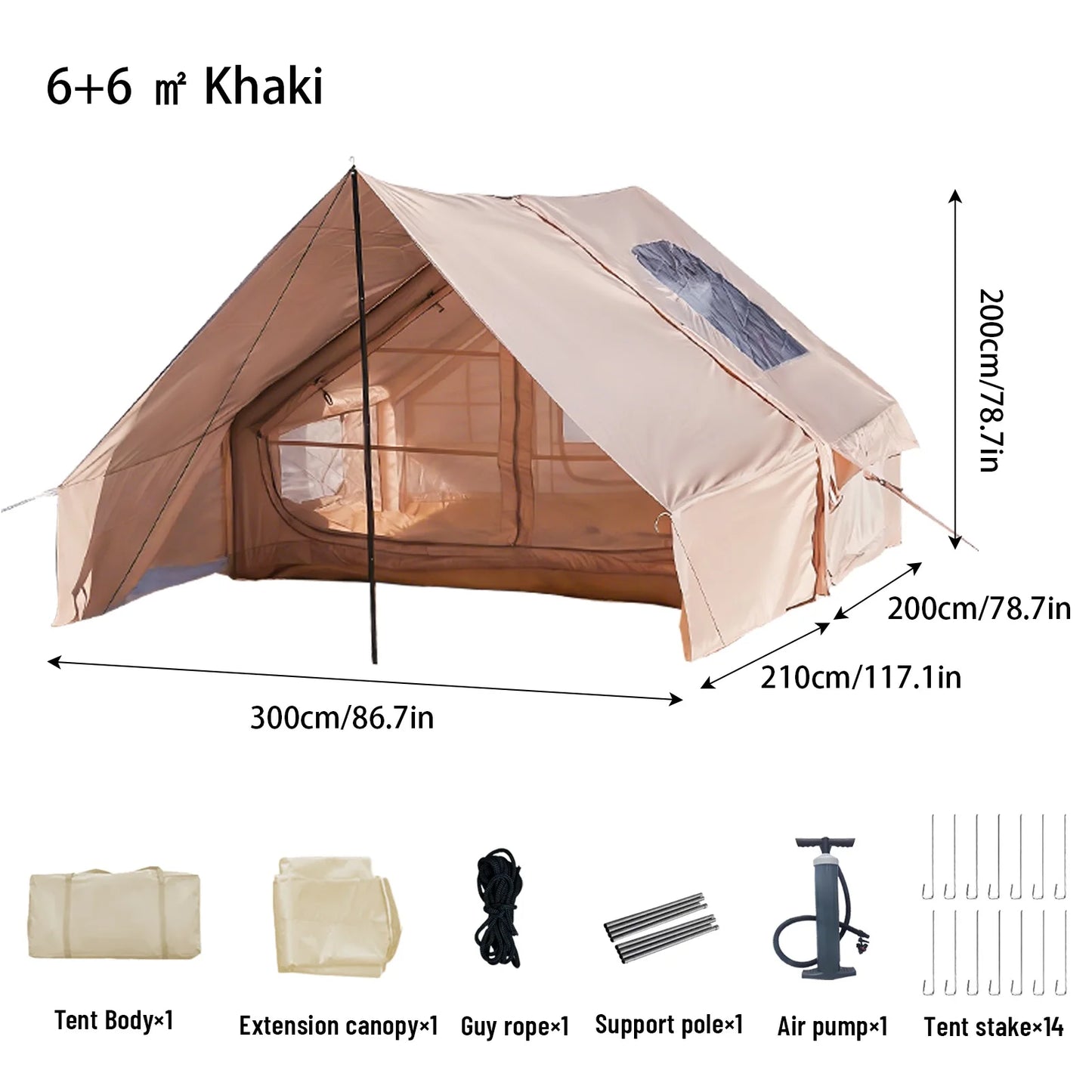 Tente Gonflable Familiale 4 à 8 Places – Abri de Camping Étanche 4 Saisons