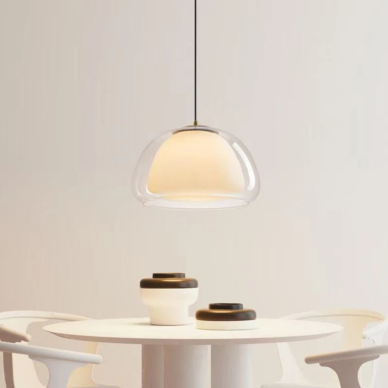 Suspension Verre Ambré Design Nordique – Luminaire Cuisine Moderne Élégant
