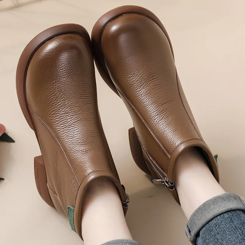 Bottines à Zip en Cuir Pleine Fleur – Femme - photo 5