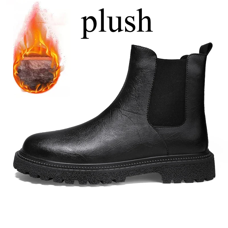 Bottines Chelsea d'Hiver en Cuir Véritable Doublées Peluche – Homme - photo 9