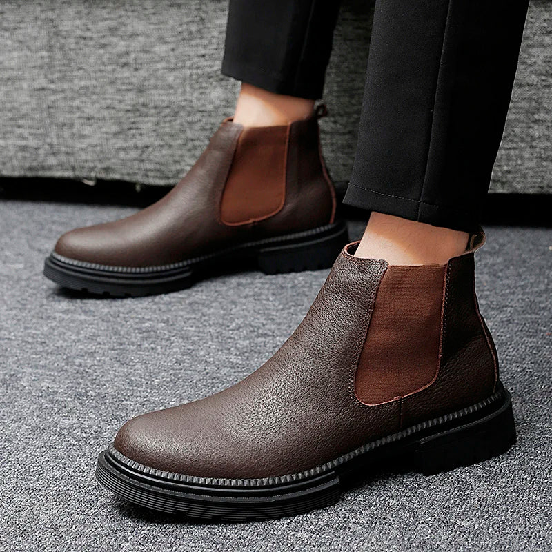 Bottines Chelsea Business Vintage en Cuir Véritable – Homme - photo 3