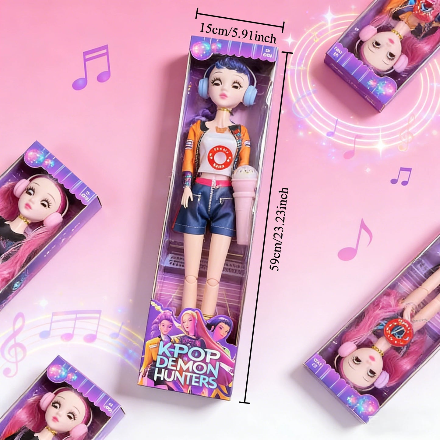 Poupée musicale Pop Demon géante 60 cm – Yeux mobiles et guitare