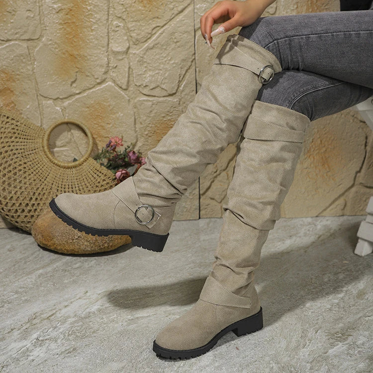 Bottes Slouchy Femme Mi-Mollet – Bottes Plissées Confortables