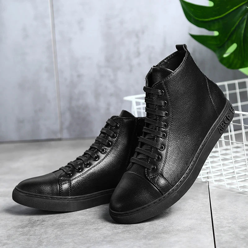 Bottines Montantes Style Sneaker en Cuir Véritable – Homme - photo 2