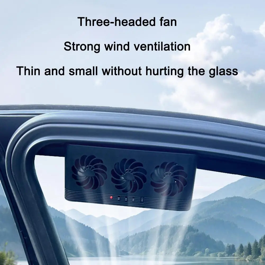 Ventilateur Solaire pour Voiture – Aérateur de Fenêtre à 3 Ventilateurs USB