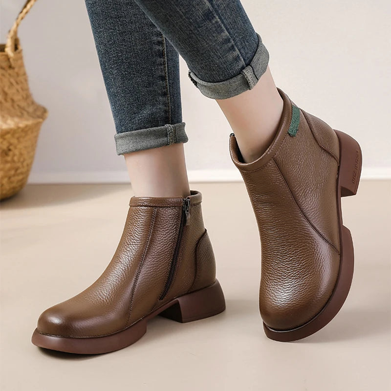 Bottines à Zip en Cuir Pleine Fleur – Femme - photo 3