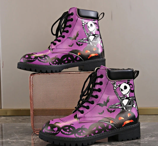 Bottines Skull Pumpkins Flowers