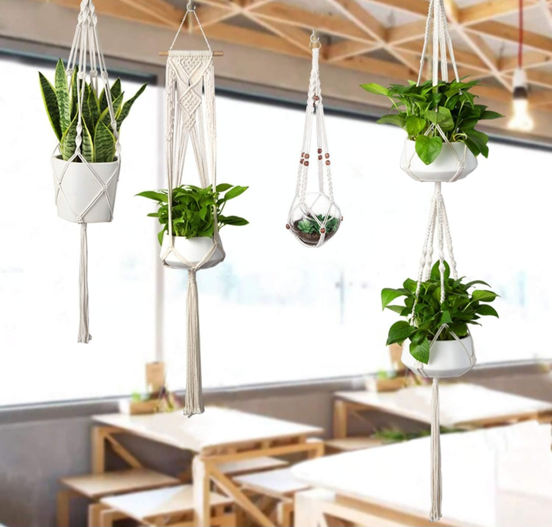 5 supports à plantes en macrame X