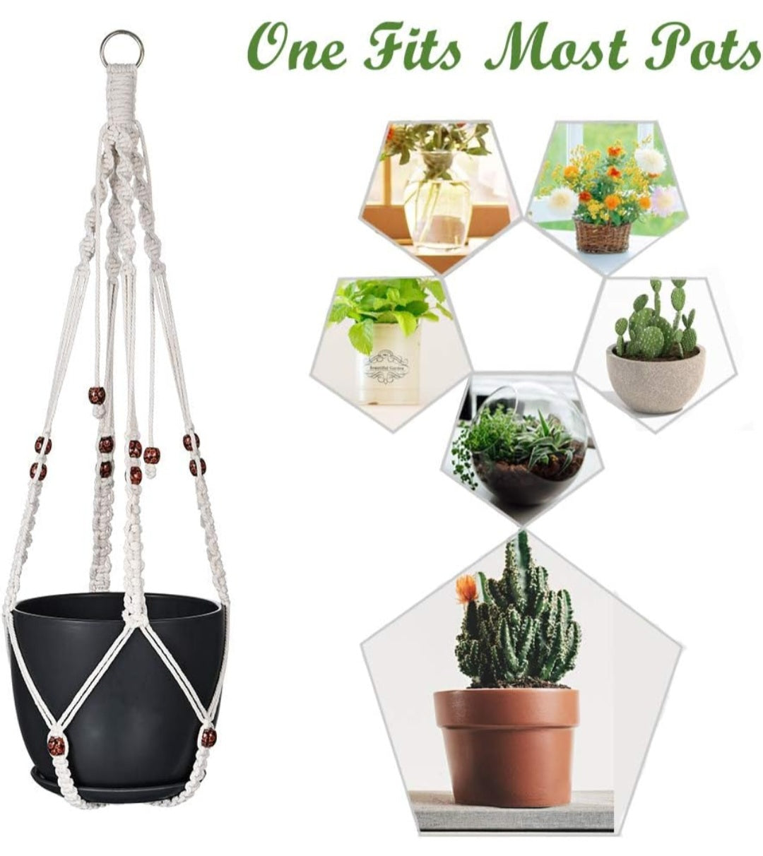 Ensemble de 5 supports à plantes en macrame V