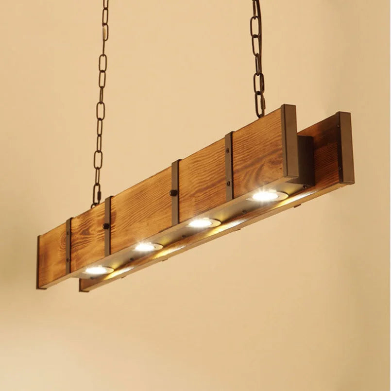 Luminaire LED Vintage American en bois