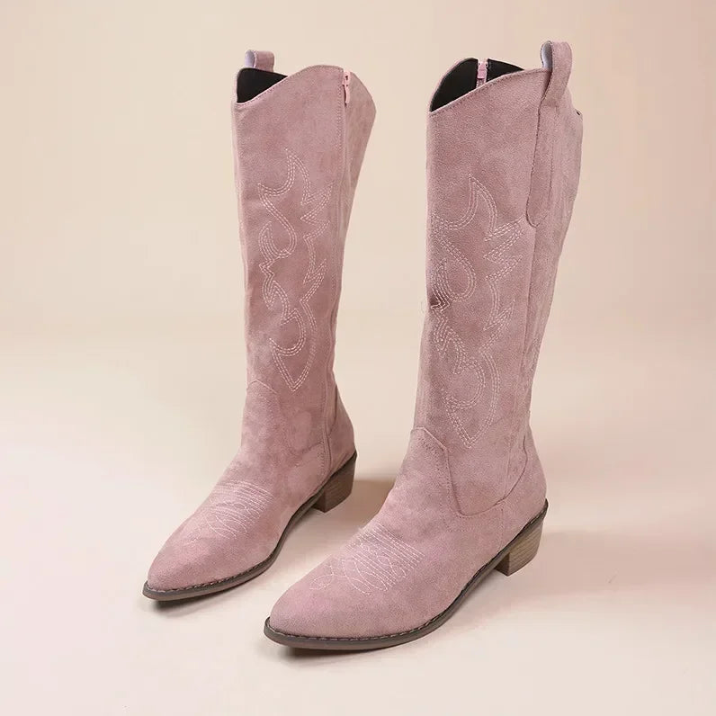 Bottes Cowboy Femme 🤎 | Bottes Western Hautes à Talon – Style Vintage Tendance