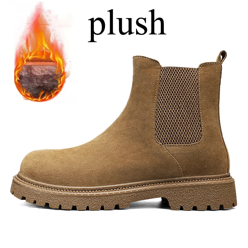 Bottines Chelsea d'Hiver en Cuir Véritable Doublées Peluche – Homme - photo 8