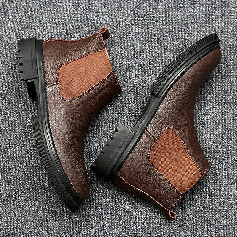 Bottines Chelsea Business Vintage en Cuir Véritable – Homme - photo 2