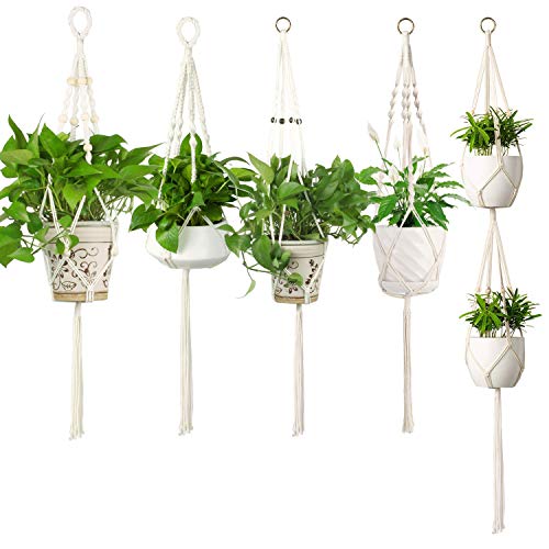 Set of 5 Macrame Plant Stands