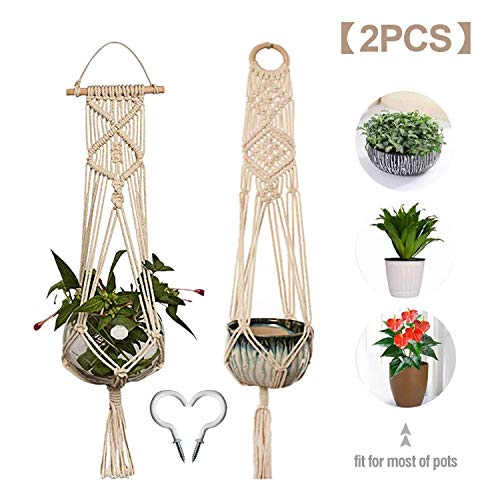 Set of 2 Macrame Plant Stands