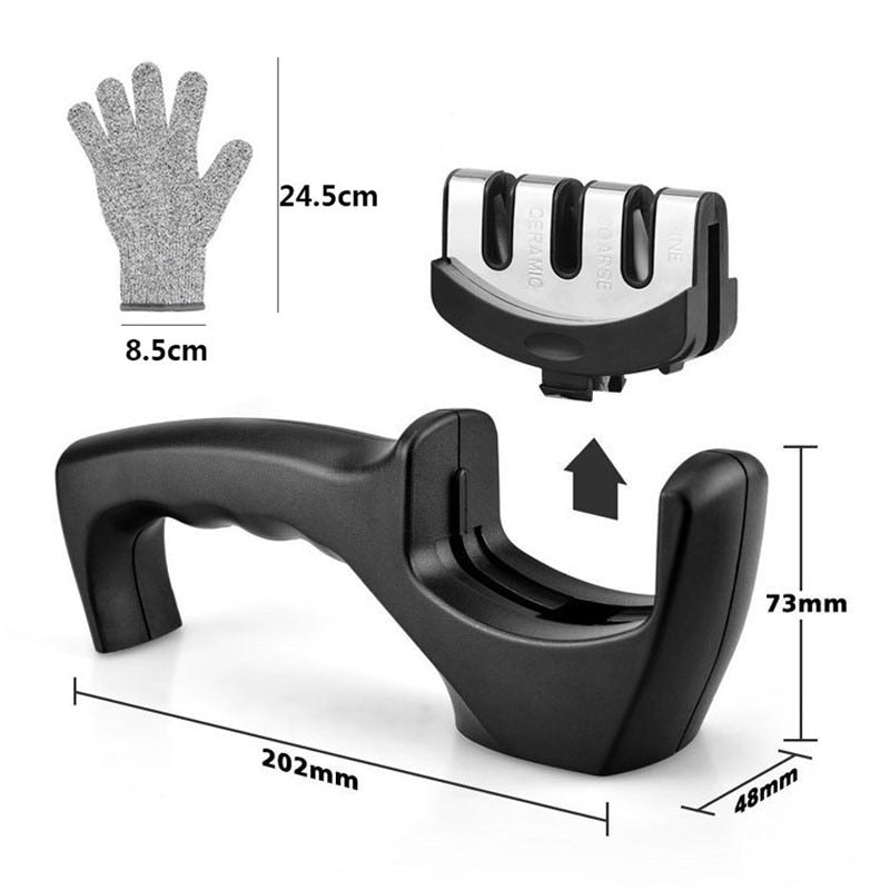 Aiguise couteau / Knife Sharpener 3-Stage avec gants