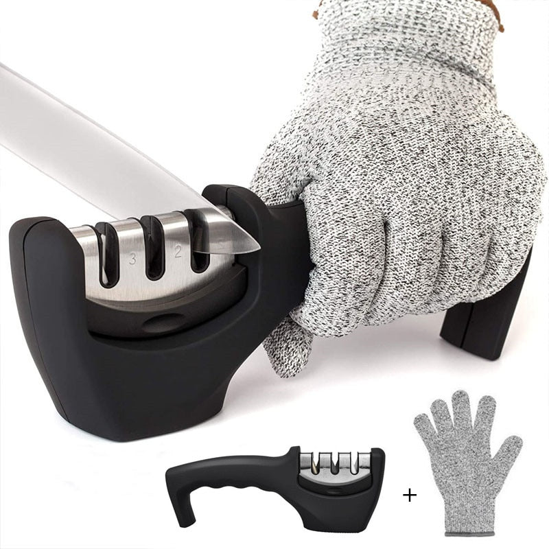 Aiguise couteau / Knife Sharpener 3-Stage avec gants