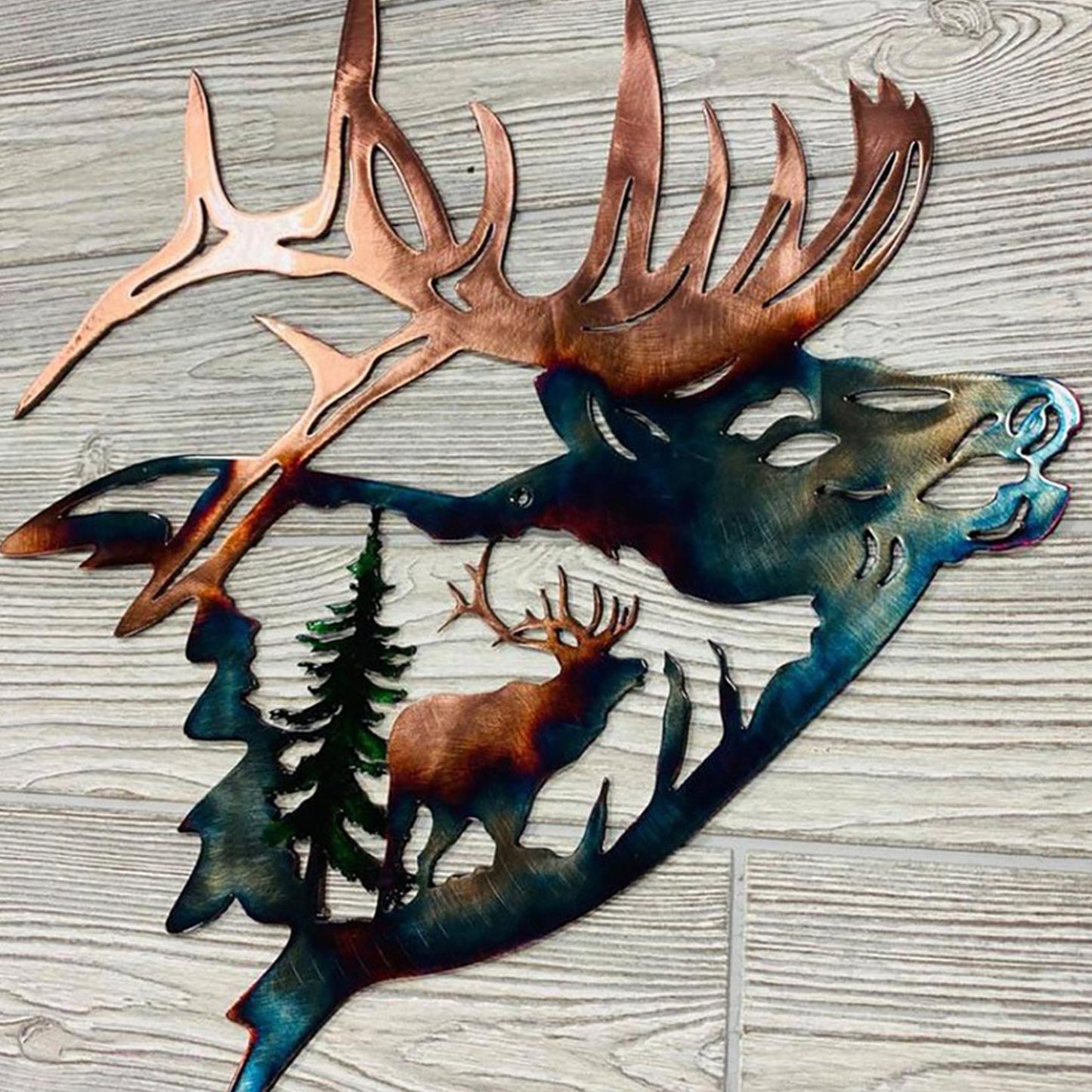 wapiti Head Metal Wall Art