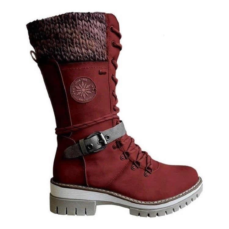 Suede and knit winter boots