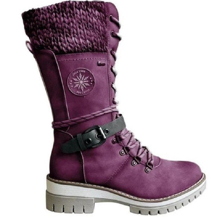 Suede and knit winter boots