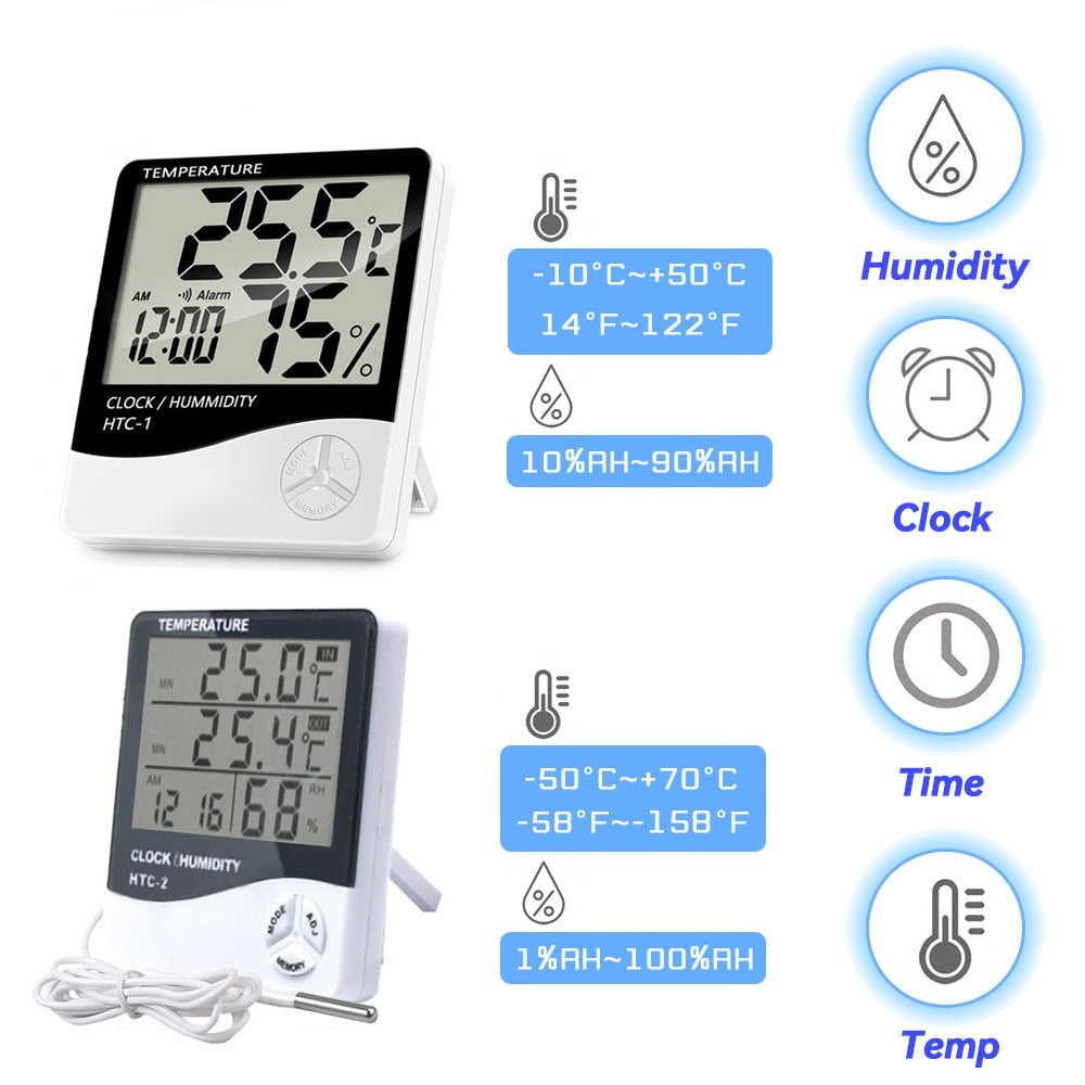 Thermometre interieur/exterieur avec affichage d'humidité