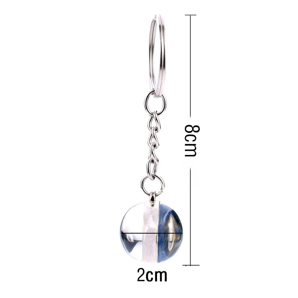 Glass ball dog key ring