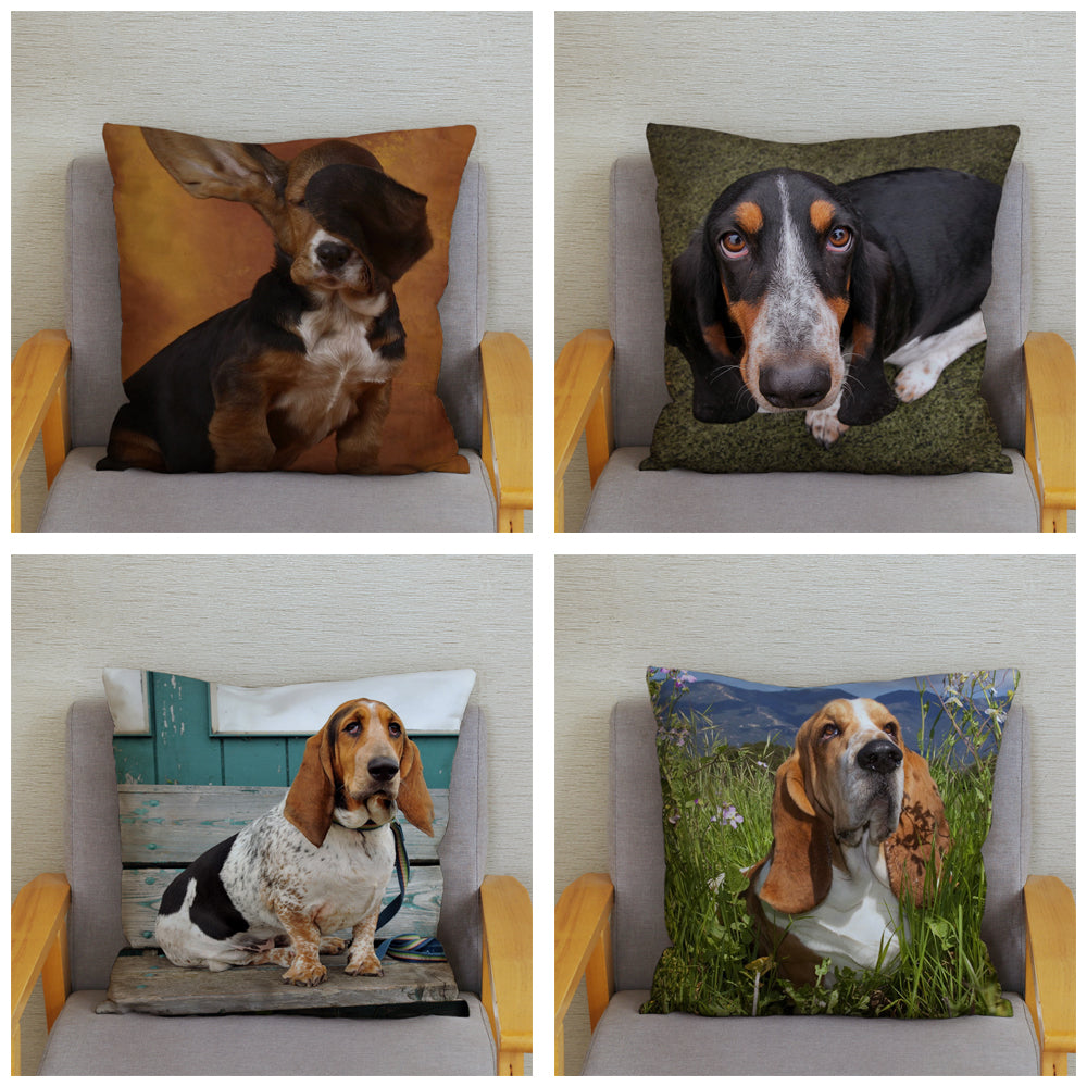 Housse de coussin Basset Hound