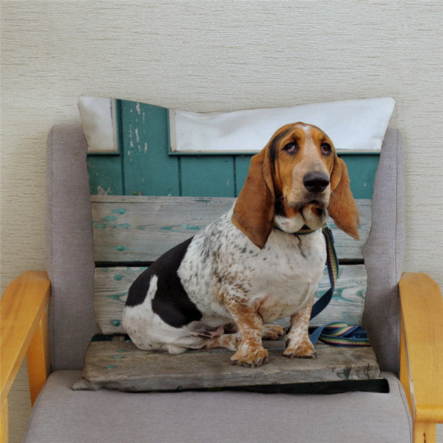 Housse de coussin Basset Hound