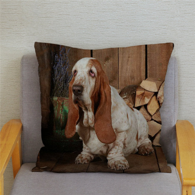 Housse de coussin Basset Hound