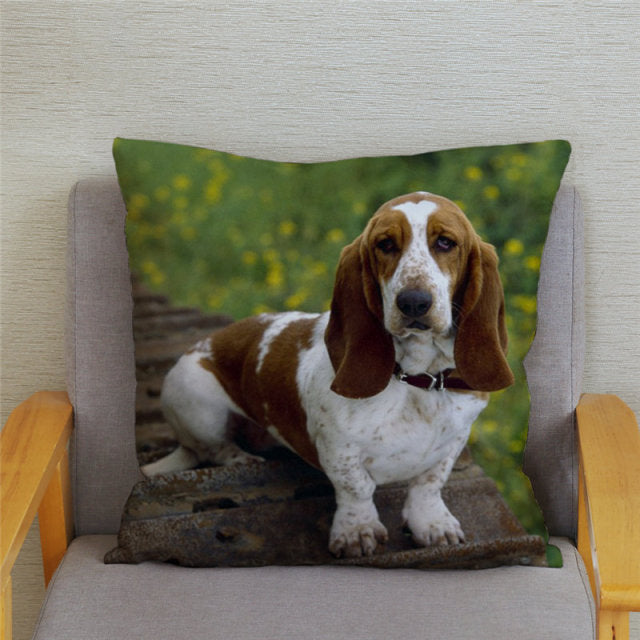 Housse de coussin Basset Hound