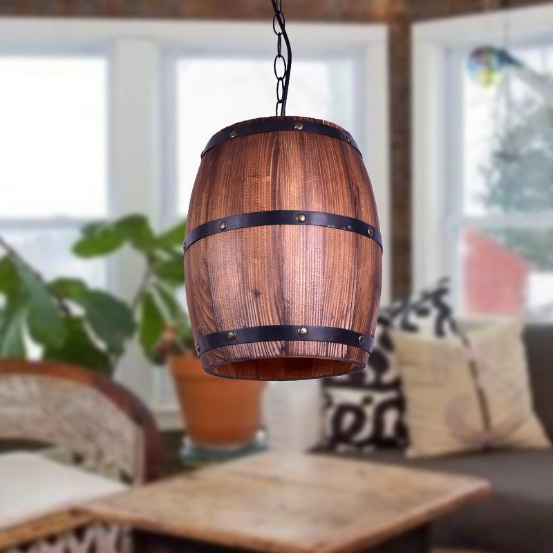 Luminaire Baril de bois Vintage