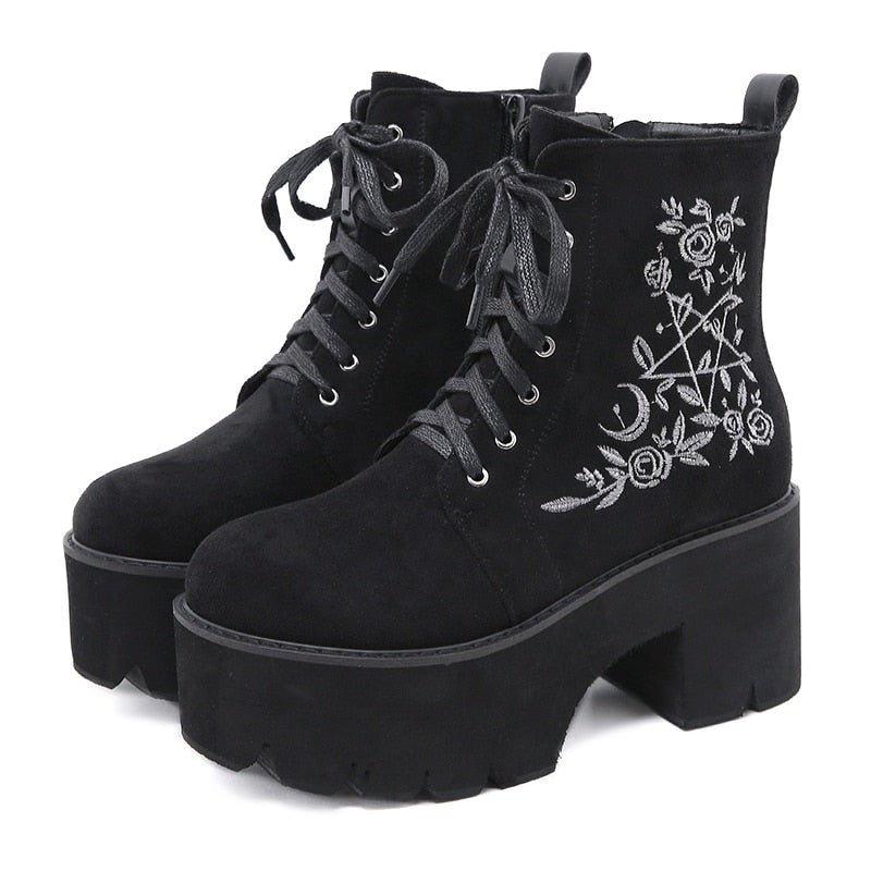 Bottes plateforme avec Fleurs