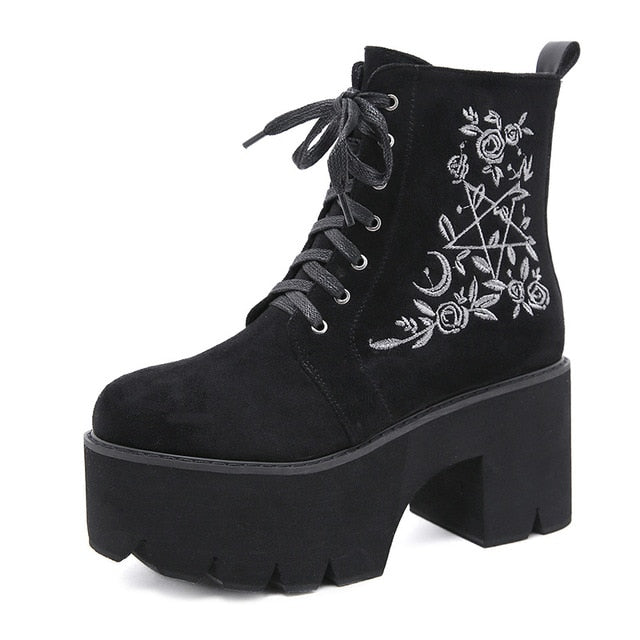 Bottes plateforme avec Fleurs