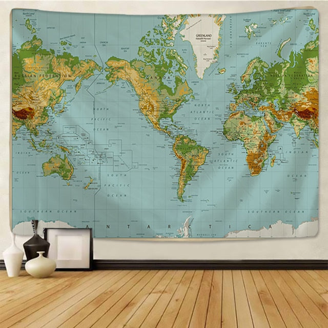 World Map Wall Tapestry