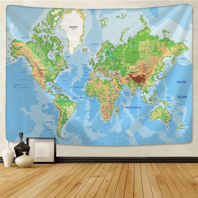 World Map Wall Tapestry