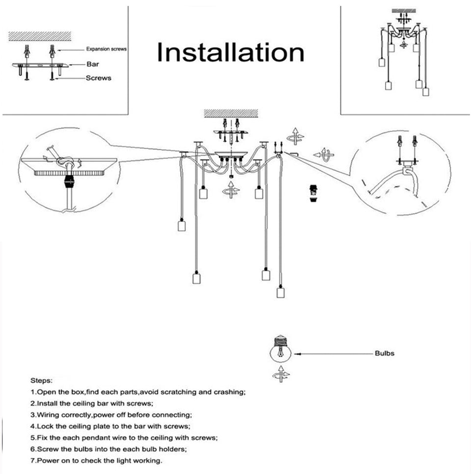 Luminaire Spider style industriel