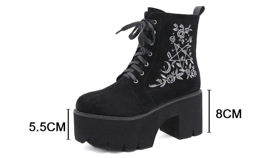 Bottes plateforme avec Fleurs